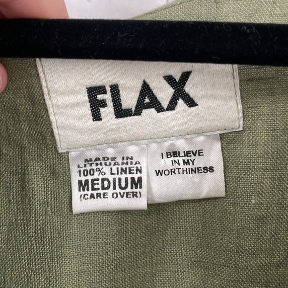 Flax Army Sage Green 100% Linen Button Down Top Size Medium - Picture 3 of 7
